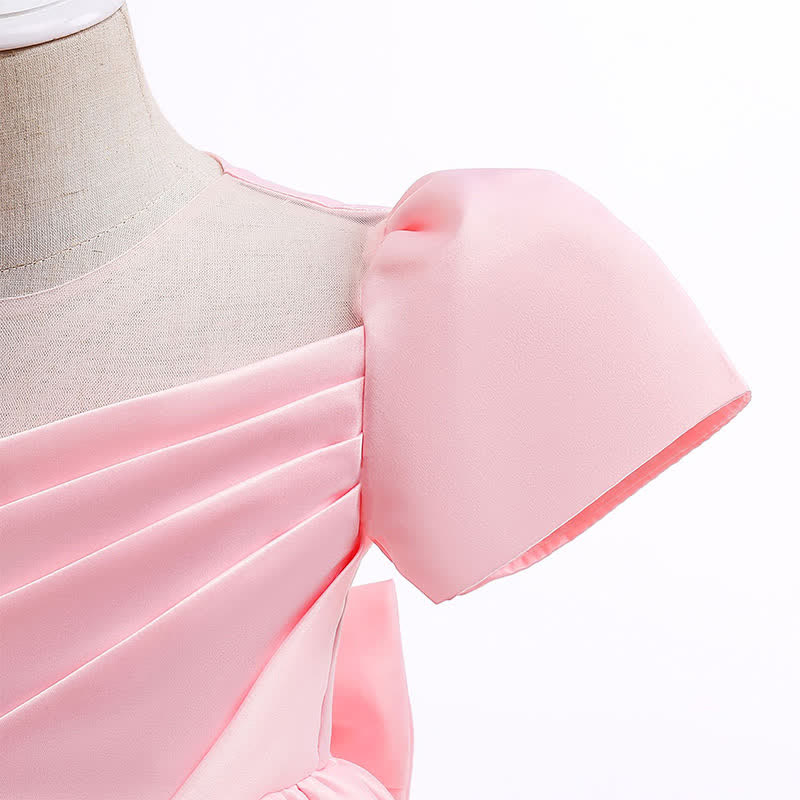 Satin Split Joint Short Sleeve Maxi Dresses - image 5