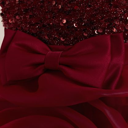 Sequins & Organza Bow Rosette Sleeveless Mid-long Dresses - image 6