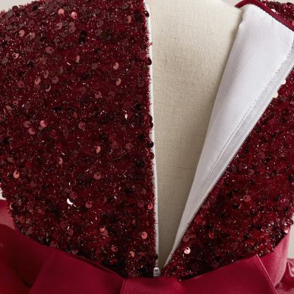 Sequins & Organza Bow Rosette Sleeveless Mid-long Dresses - image 5