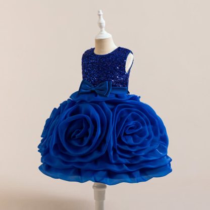 Sequins & Organza Bow Rosette Sleeveless Mid-long Dresses - image 10