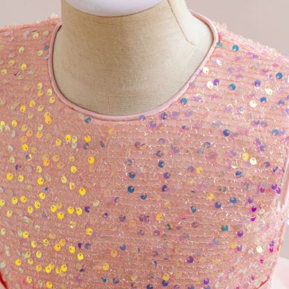 Sequins & Organza Bow Rosette Sleeveless Mid-long Dresses - image 20