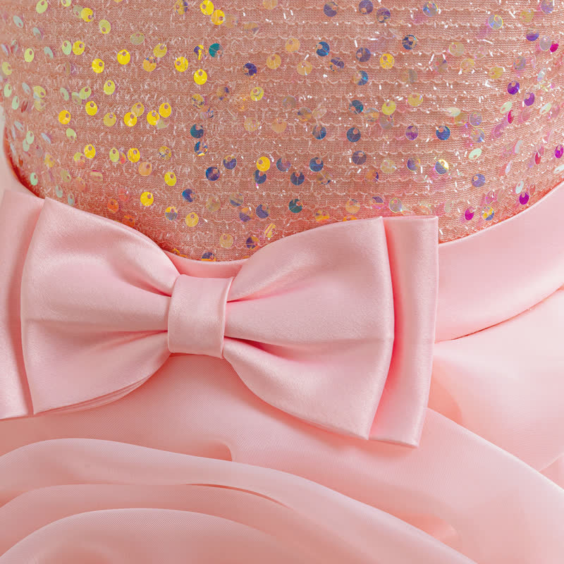 Sequins & Organza Bow Rosette Sleeveless Mid-long Dresses - image 22