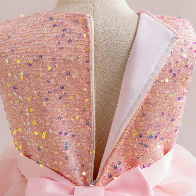 Sequins & Organza Bow Rosette Sleeveless Mid-long Dresses - image 21