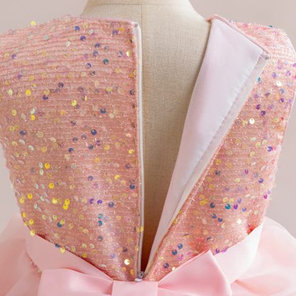 Sequins & Organza Bow Rosette Sleeveless Mid-long Dresses - image 21