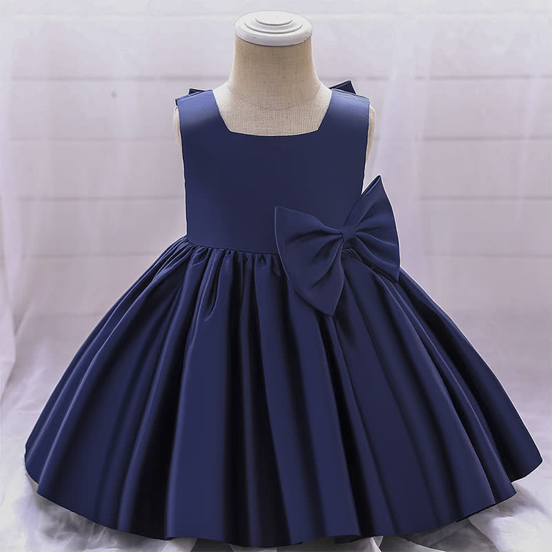 Satin Bow Sleeveless Maxi Dresses - Blue - 11-12Y - image 15