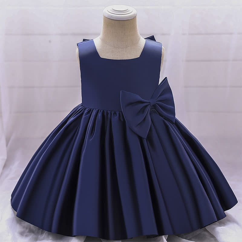 Satin Bow Sleeveless Maxi Dresses - Blue - 11-12Y - image 15
