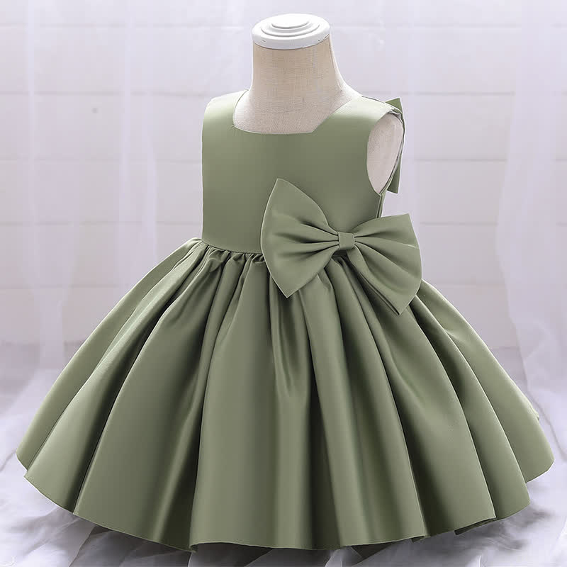 Satin Bow Sleeveless Maxi Dresses - Green - 11-12Y - image 17