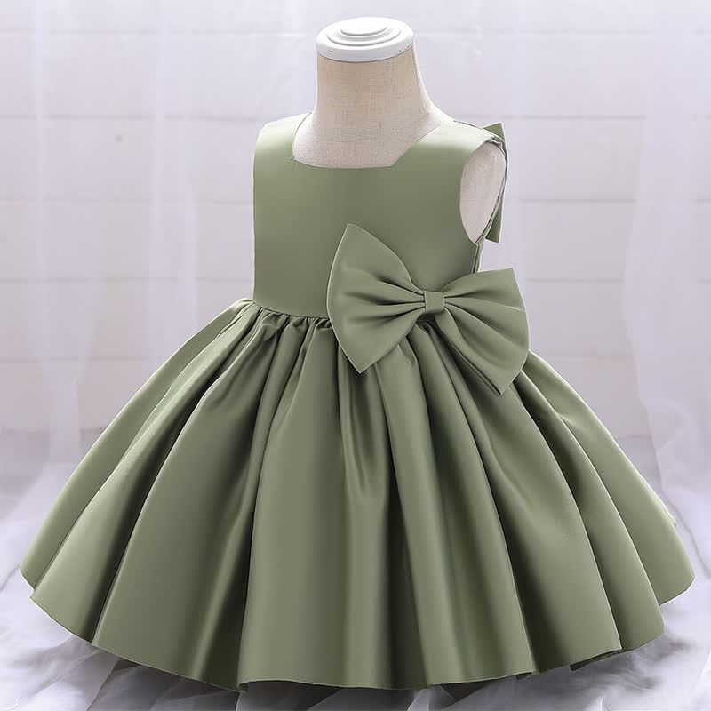 Satin Bow Sleeveless Maxi Dresses - Green - 11-12Y - image 17