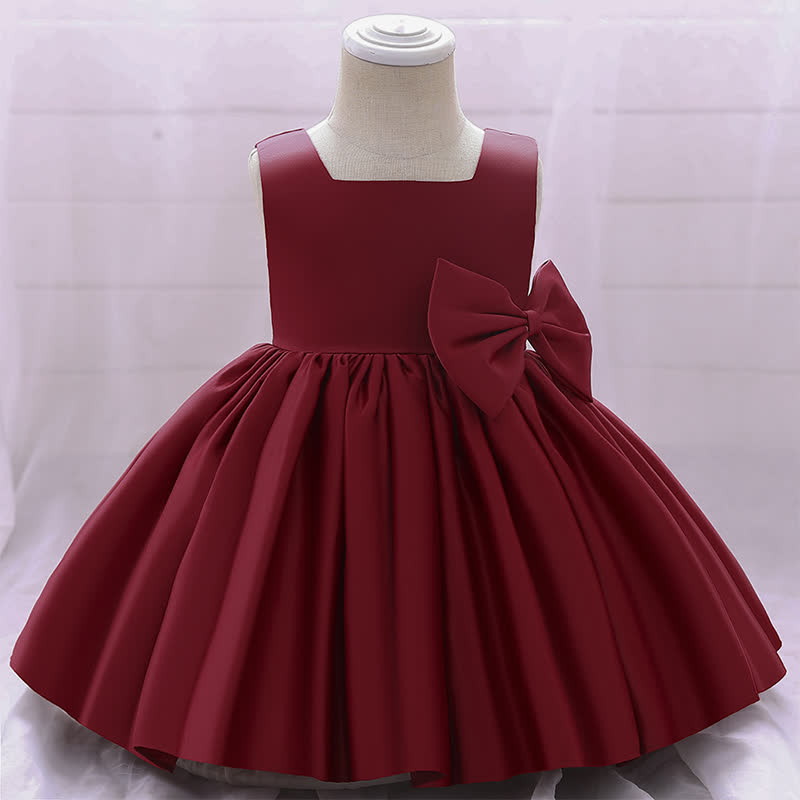 Satin Bow Sleeveless Maxi Dresses - Red - 11-12Y - image 21