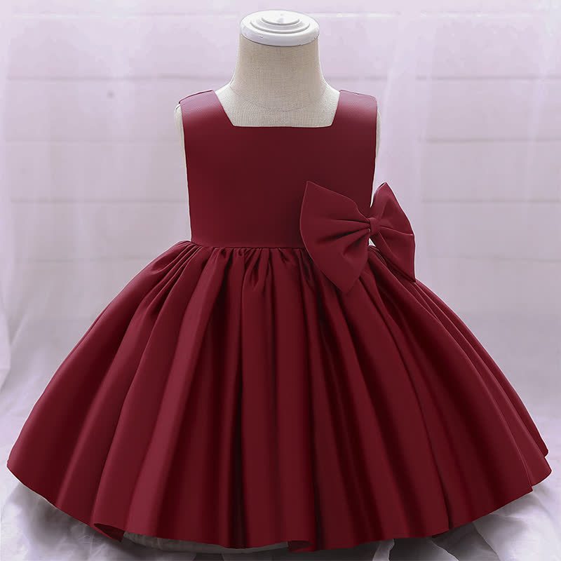 Satin Bow Sleeveless Maxi Dresses - Red - 11-12Y - image 21