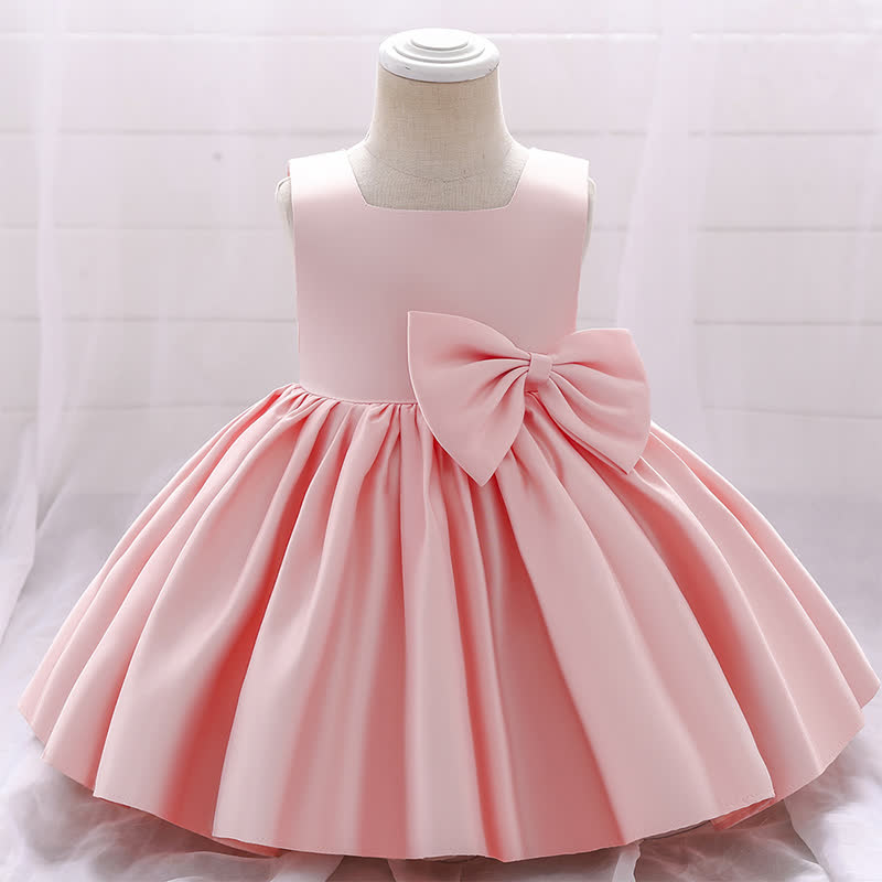 Satin Bow Sleeveless Maxi Dresses - Pink - 11-12Y - image 24