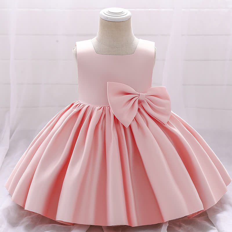 Satin Bow Sleeveless Maxi Dresses - Pink - 11-12Y - image 24