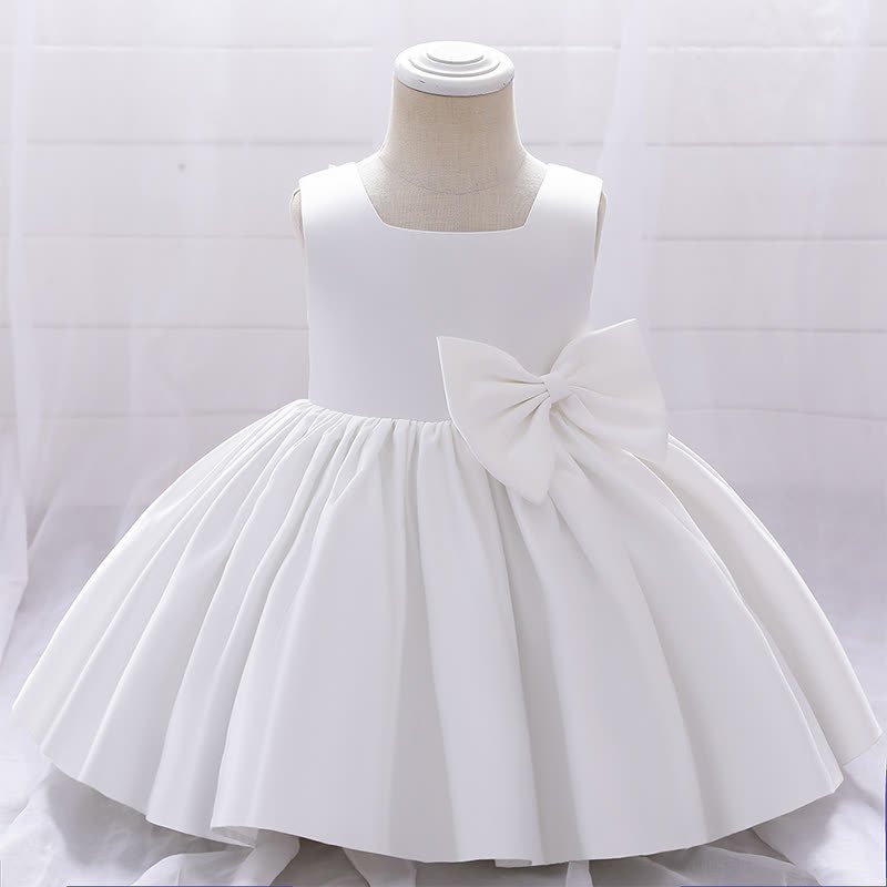 Satin Bow Sleeveless Maxi Dresses - White - 11-12Y - image 9