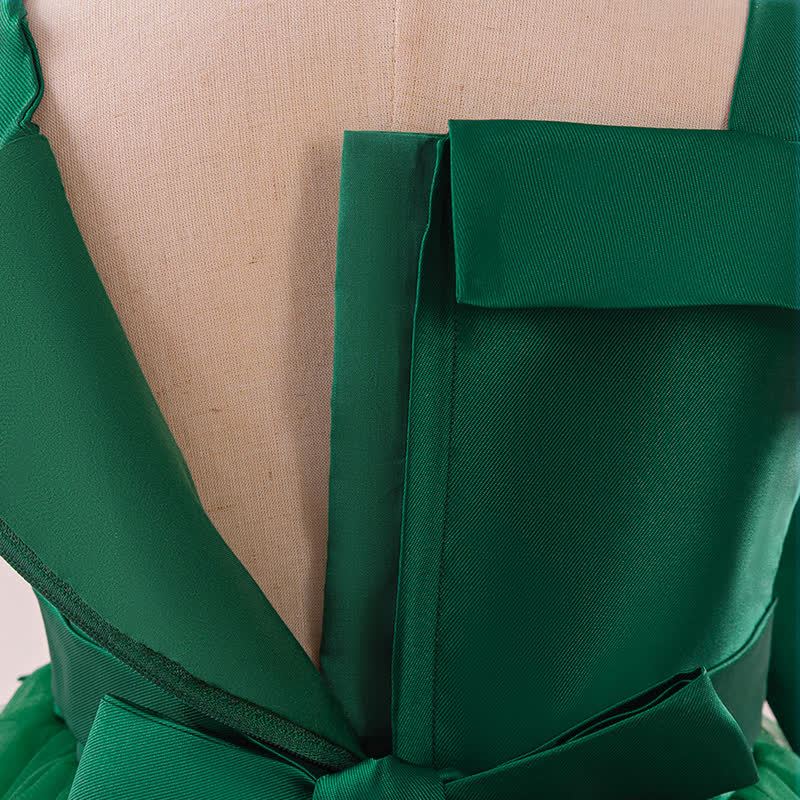 Satin & Mesh Bow Pearl Floral-embroidered Sleeveless Maxi Dresses - image 5