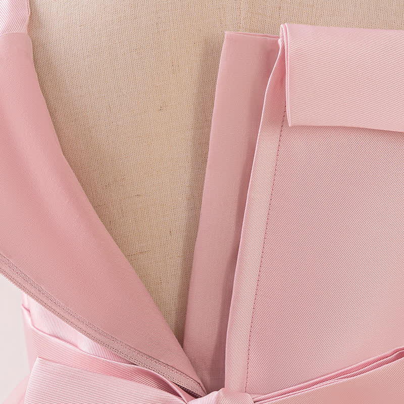 Satin & Mesh Bow Pearl Floral-embroidered Sleeveless Maxi Dresses - image 13