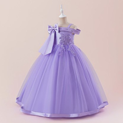 Satin & Mesh Bow Pearl Floral-embroidered Sleeveless Maxi Dresses - image 35