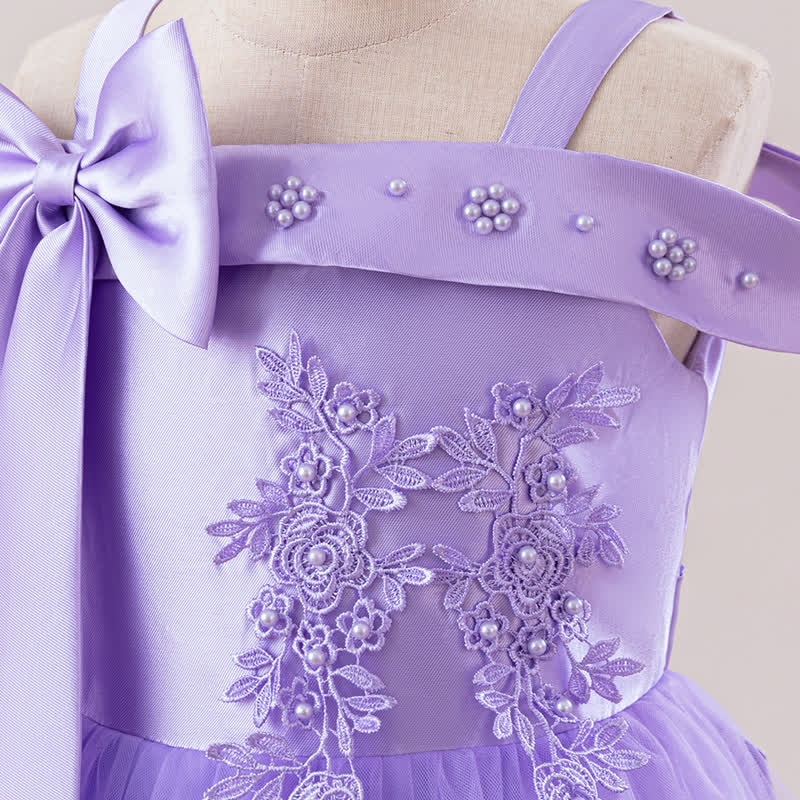 Satin & Mesh Bow Pearl Floral-embroidered Sleeveless Maxi Dresses - image 37