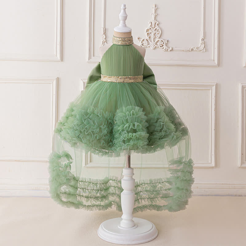 Mesh Bow Sequins Sleeveless Maxi Dresses - Green - 3-4Y - image 29