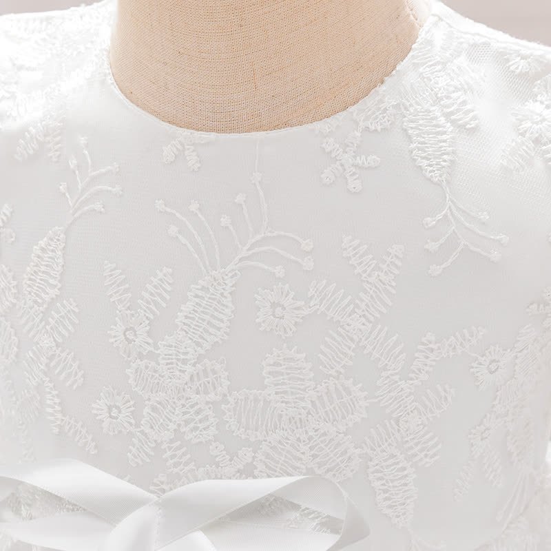 Embroidery Mesh Bow Short Sleeve Maxi Dresses - image 5