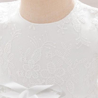 Embroidery Mesh Bow Short Sleeve Maxi Dresses - image 5