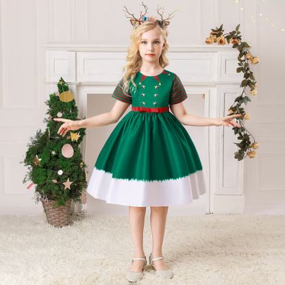  Bow As Shown Mid-long Dresses - Green - 8Y - image 1