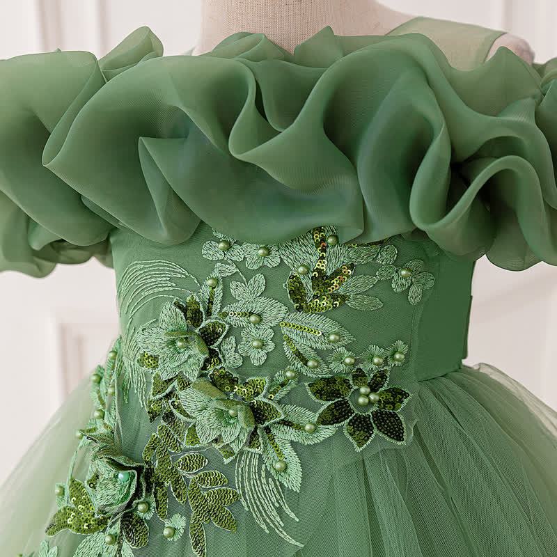 Mesh Bow Floral-embroidered Sleeveless Maxi Dresses - image 4