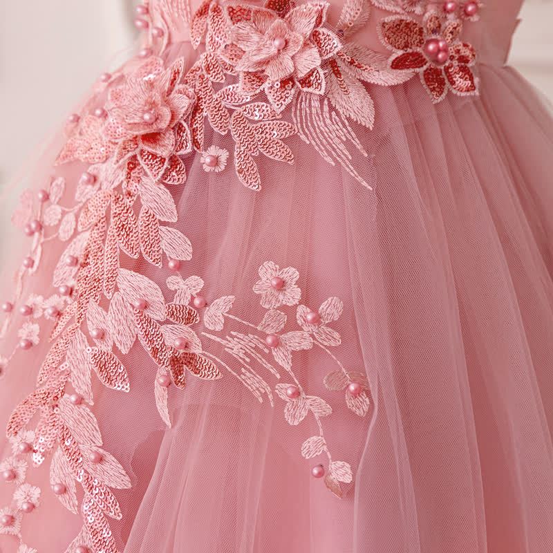 Mesh Bow Floral-embroidered Sleeveless Maxi Dresses - image 31