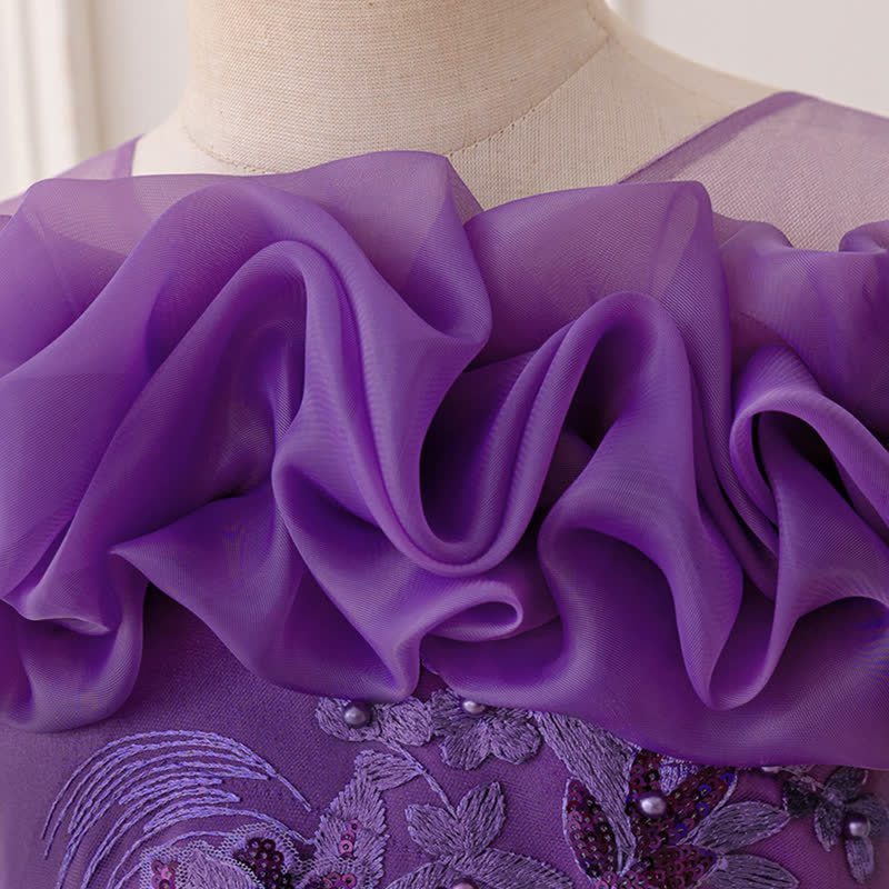 Mesh Bow Floral-embroidered Sleeveless Maxi Dresses - image 37