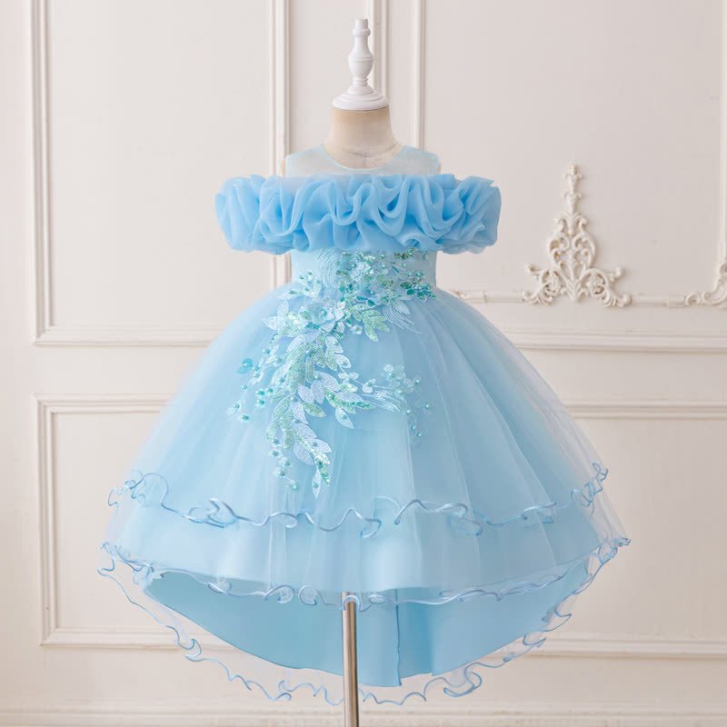 Mesh Bow Floral-embroidered Sleeveless Maxi Dresses - Sky Blue - 9Y - image 42