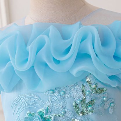 Mesh Bow Floral-embroidered Sleeveless Maxi Dresses - image 45