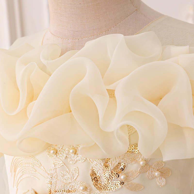 Mesh Bow Floral-embroidered Sleeveless Maxi Dresses - image 53