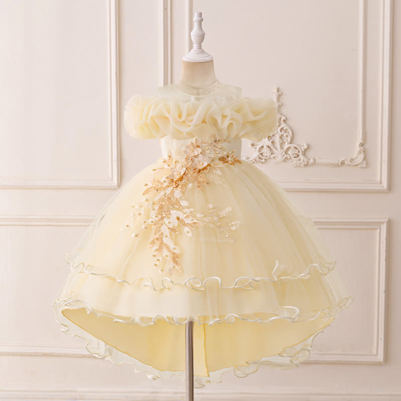 Mesh Bow Floral-embroidered Sleeveless Maxi Dresses - Champagne - 9Y - image 50