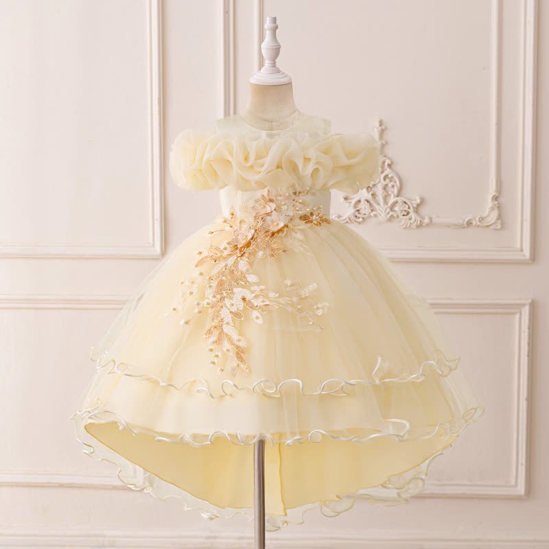 Mesh Bow Floral-embroidered Sleeveless Maxi Dresses - Champagne - 9Y - image 50