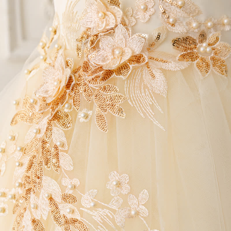 Mesh Bow Floral-embroidered Sleeveless Maxi Dresses - image 55