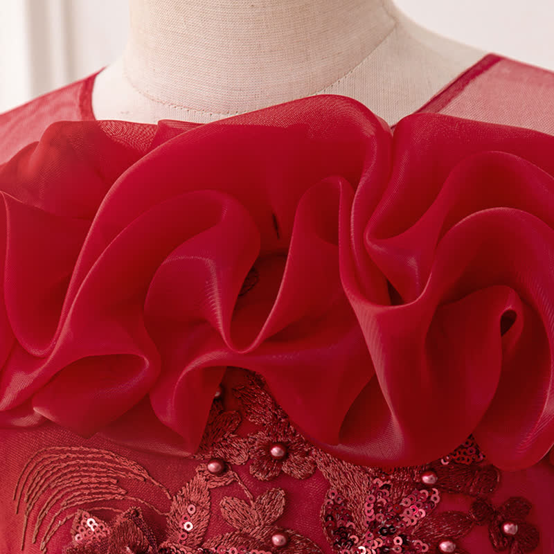 Mesh Bow Floral-embroidered Sleeveless Maxi Dresses - image 61