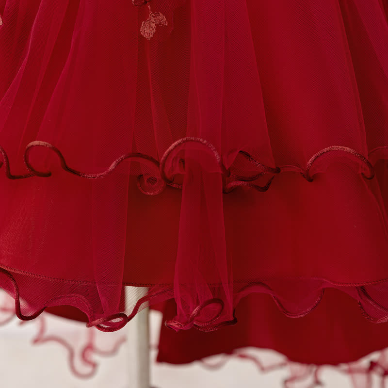 Mesh Bow Floral-embroidered Sleeveless Maxi Dresses - image 64