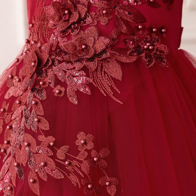 Mesh Bow Floral-embroidered Sleeveless Maxi Dresses - image 63