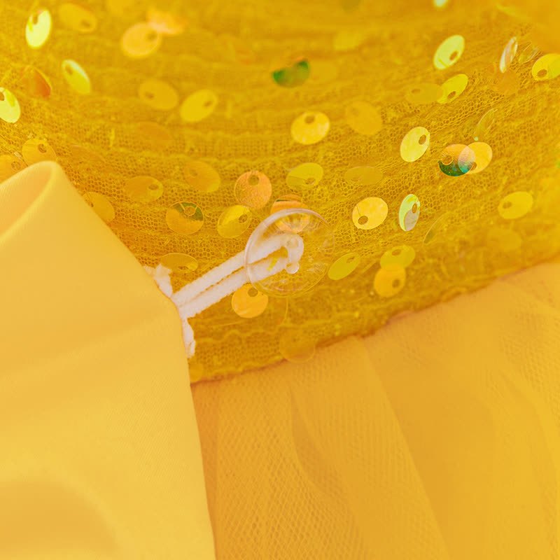 Sequins & Mesh Bow Sequins Short Sleeve Mid-long Dresses - image 30