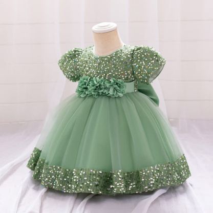 Sequins & Mesh Bow Sequins Short Sleeve Mid-long Dresses - image 42