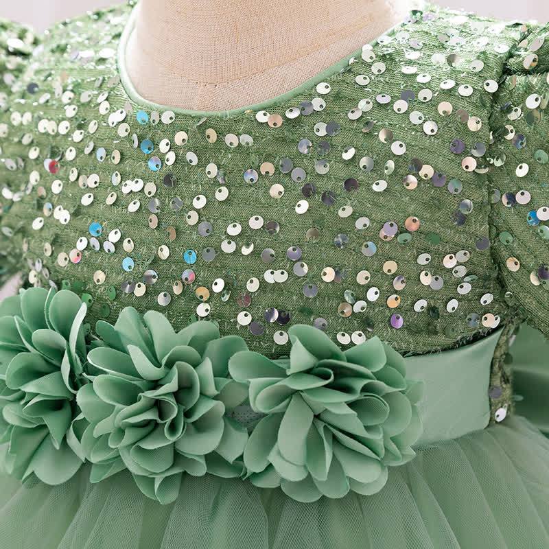 Sequins & Mesh Bow Sequins Short Sleeve Mid-long Dresses - image 44