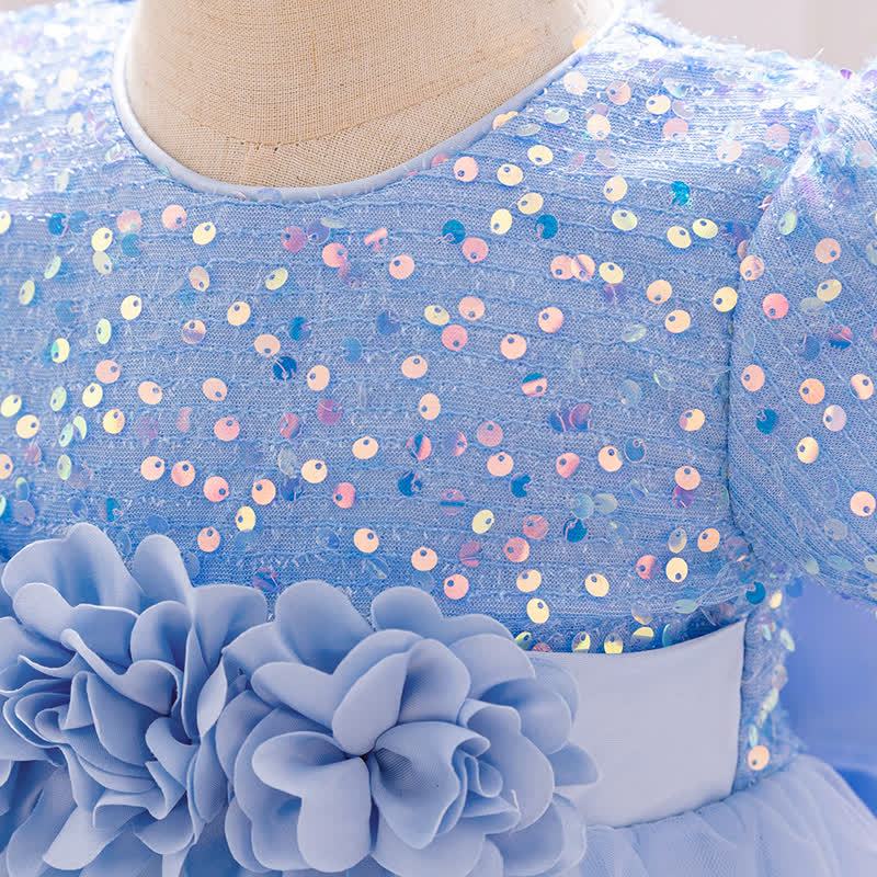 Sequins & Mesh Bow Sequins Short Sleeve Mid-long Dresses - image 60