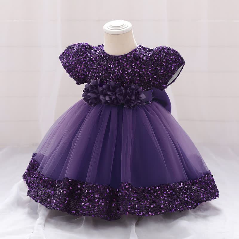Sequins & Mesh Bow Sequins Short Sleeve Mid-long Dresses - image 67
