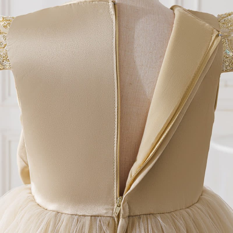 Embroidery Mesh Bow Floral-embroidered Short Sleeve Maxi Dresses - image 7