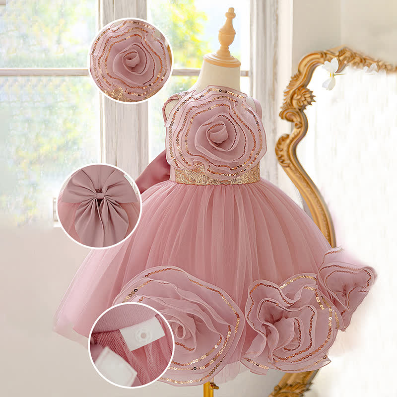 Sequins & Mesh Bow Rosette Sequins Sleeveless Maxi Dresses - image 3