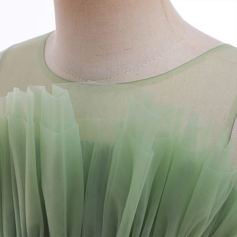 Mesh Bow Sleeveless Mid-long Dresses - image 20