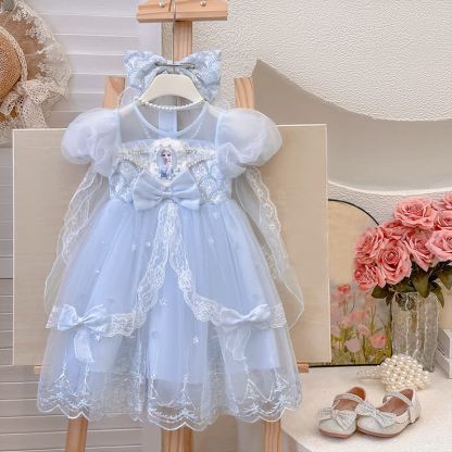 Mesh Lace Short sleeve Mid-long Dresses - image 2