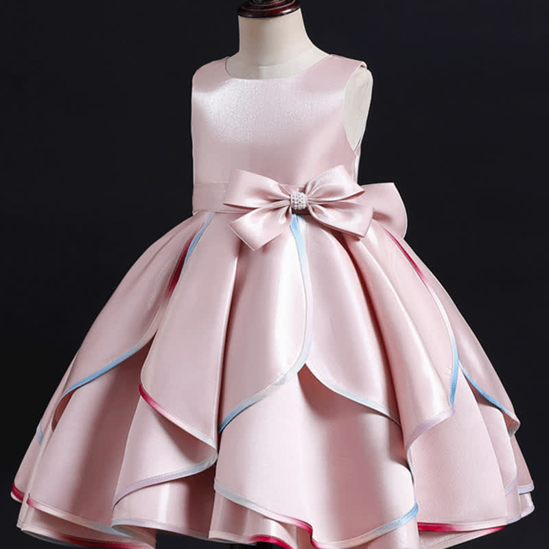 Cotton-Blend Bow Sleeveless Midi Dresses - Pink - 9-10Y - image 3