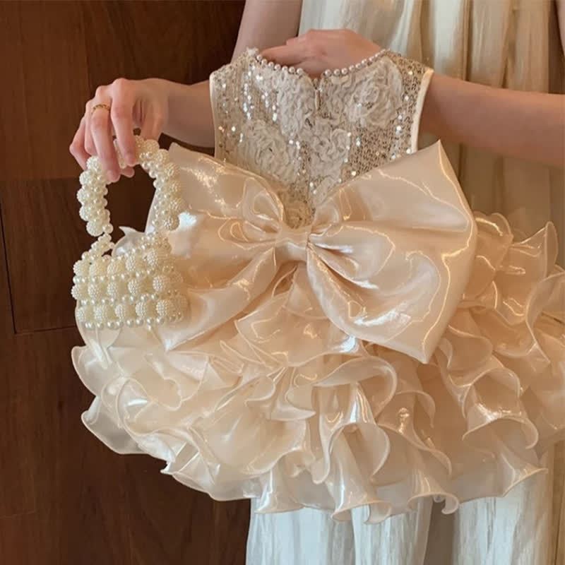 Glitter & Organza Pearl Sleeveless Midi Dresses - image 7