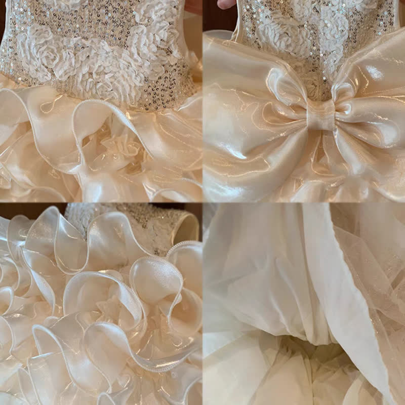 Glitter & Organza Pearl Sleeveless Midi Dresses - image 10