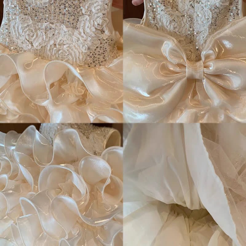 Glitter & Organza Pearl Sleeveless Midi Dresses - image 10